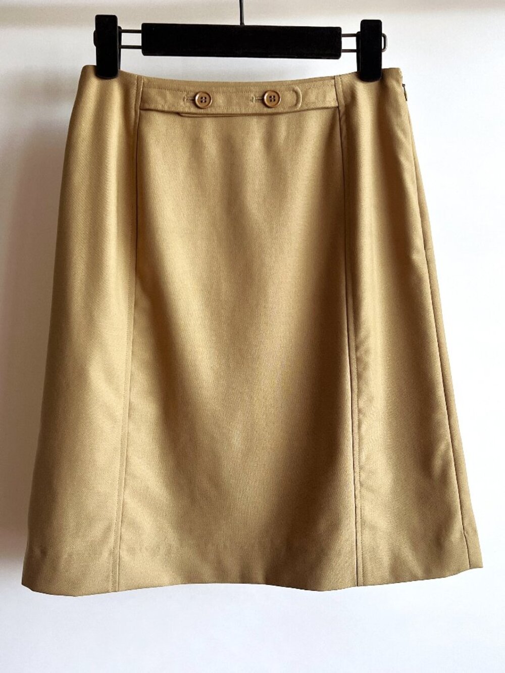 ICB Tan Brown Beige 100% Wool Skirt Vintage Size US 2, Japan Onward Kashiyama